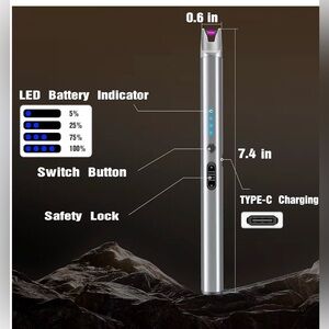 Silver Electric Plasma Lighter with LED Battery Indicator PINK